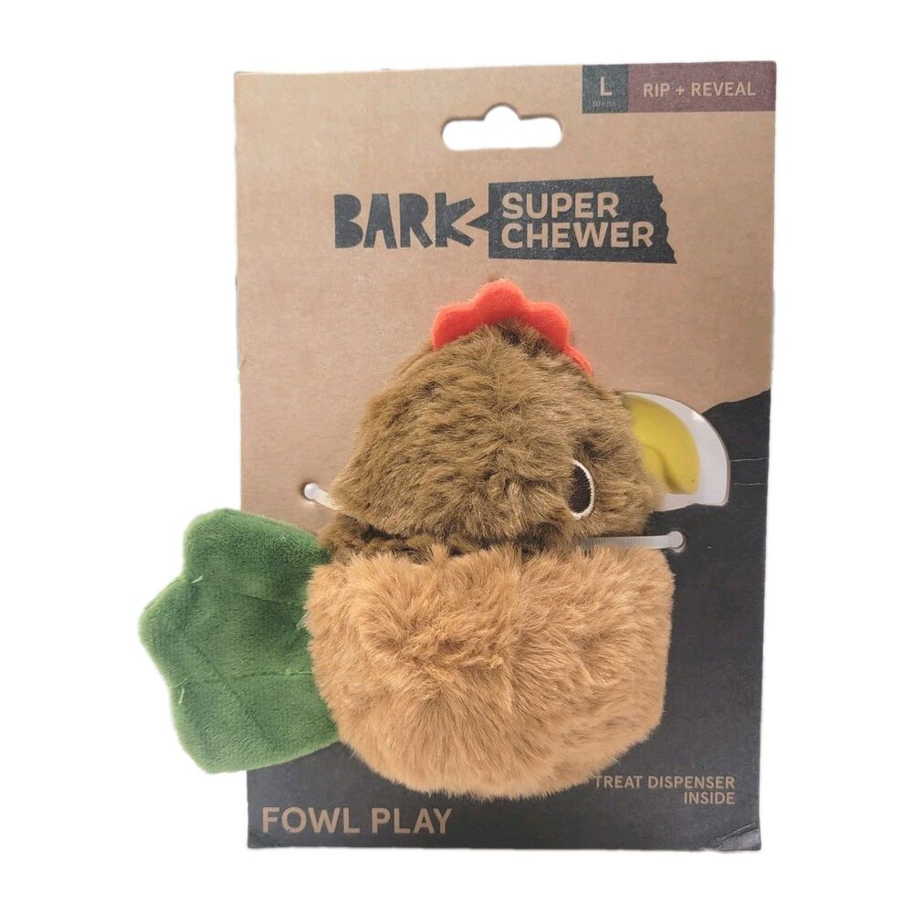 BARK Rip & Reveal Dog Toy – Super Chewer – Chicken Plush + Rubber